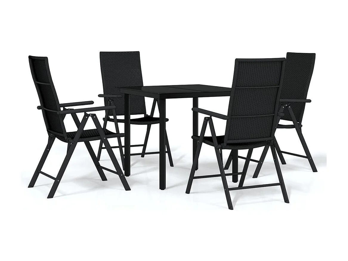 Sondrio  Ensemble à manger de jardin 5 pcs Noir