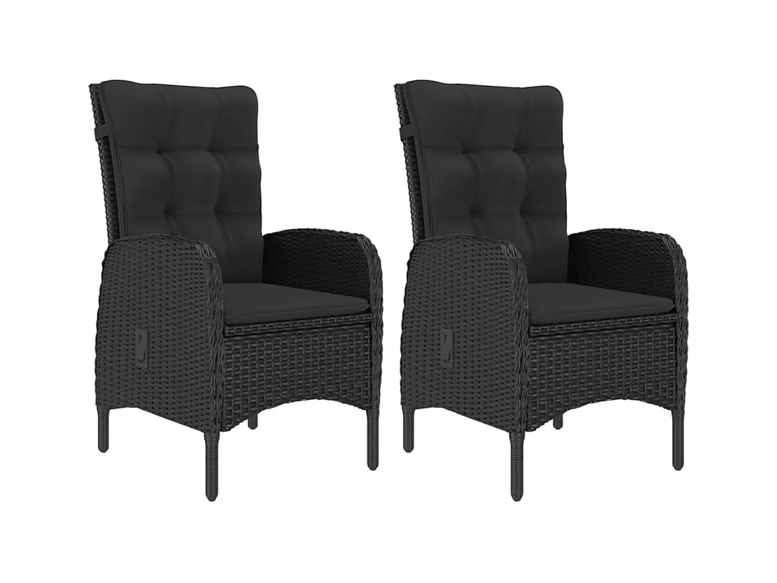 Tatum  Ensemble à manger de jardin 3 pcs Résine tressée et verre Noir