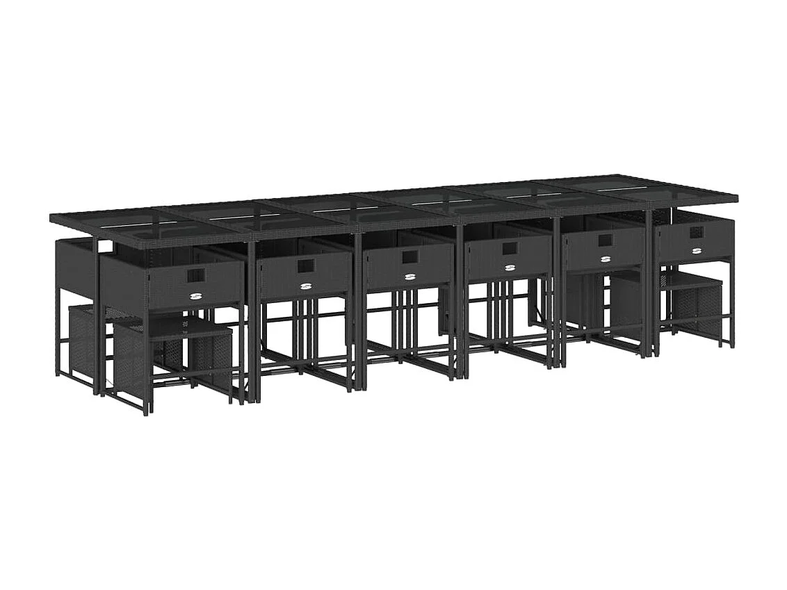 Kirkland  Ensemble à manger de jardin 17 pcs coussins noir résine tressée