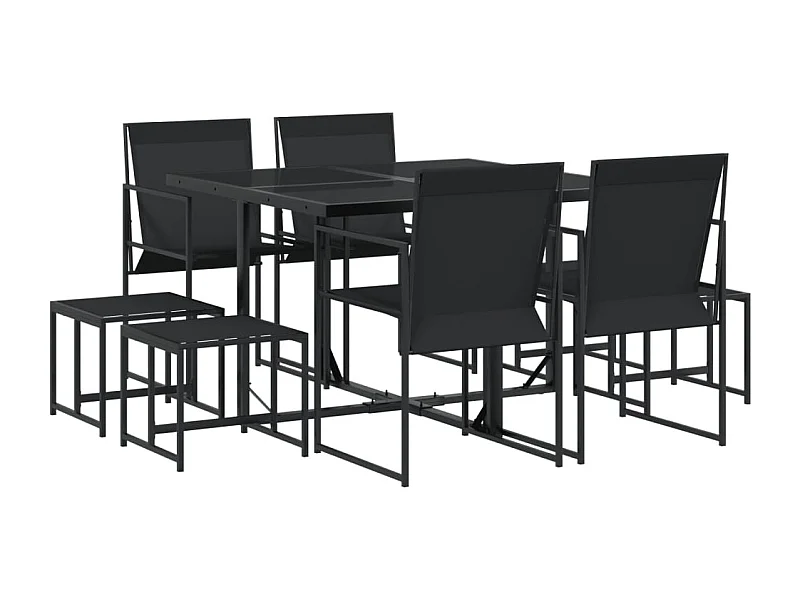 Sophie Rae  Juego de comedor para jardín 9 piezas textilene negro