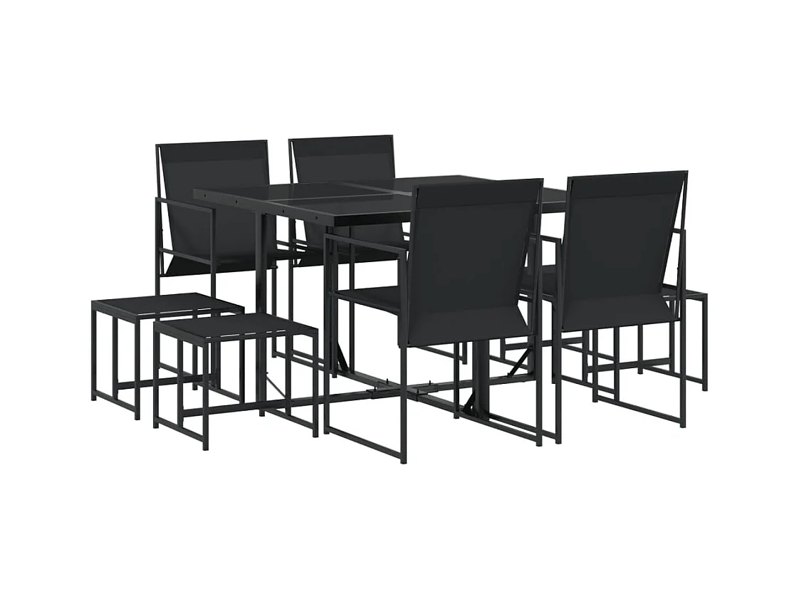 Sophie Rae  Juego de comedor para jardín 9 piezas textilene negro