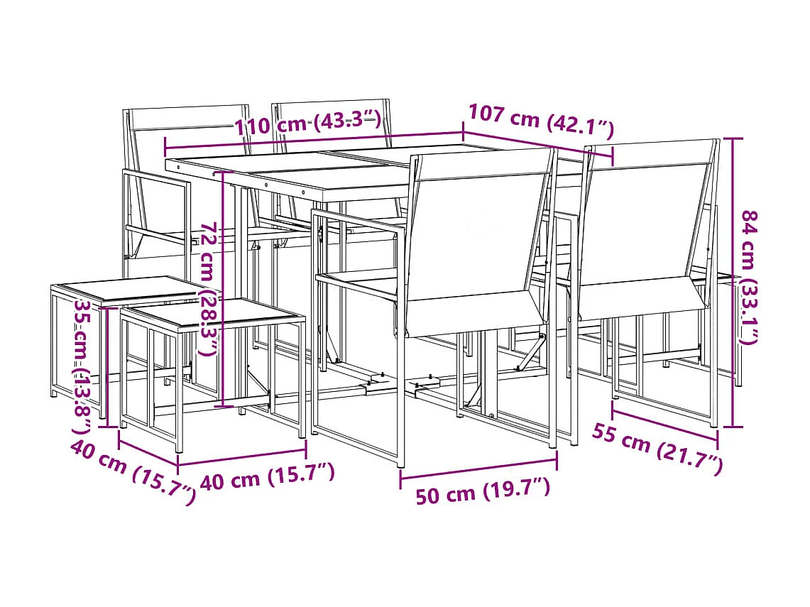 Sophie Rae  Juego de comedor para jardín 9 piezas textilene negro
