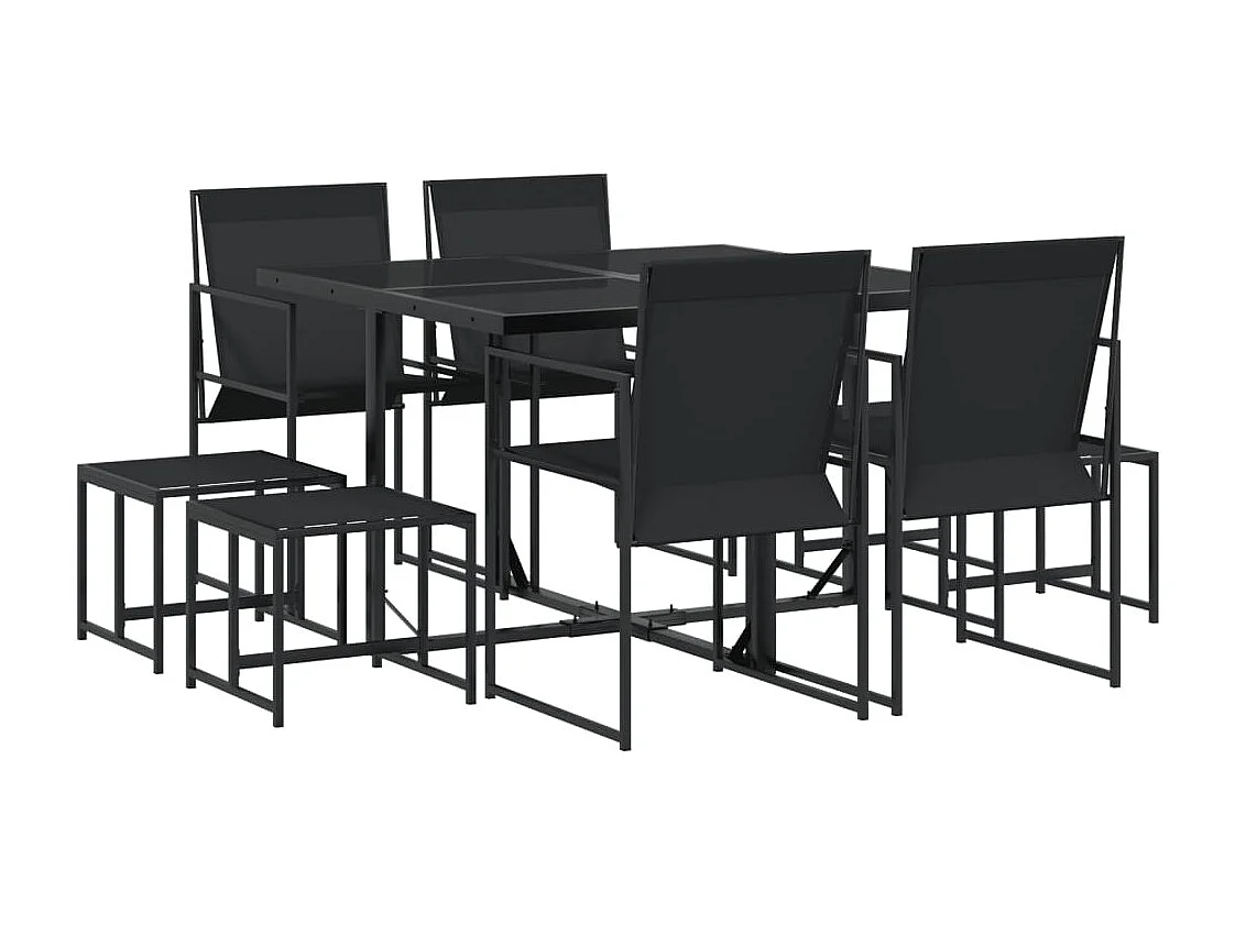 Sophie Rae  Ensemble à manger de jardin 9 pcs noir textilène