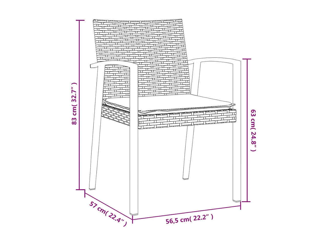 Bucyrus  Juego comedor jardín 9 piezas y cojines ratán sintético y acero