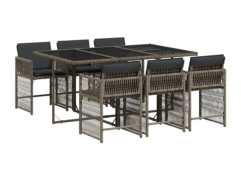 Jeffersontown  7-delige Tuinset met kussens poly rattan grijs