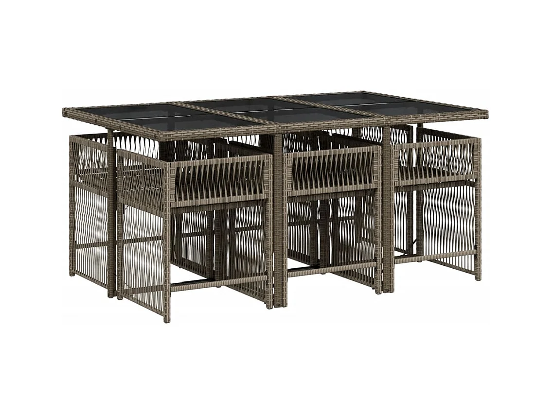 Jeffersontown  7-delige Tuinset met kussens poly rattan grijs