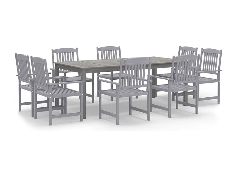 Max-Olivier  Juego de comedor para jardín 9 piezas madera maciza acacia gris