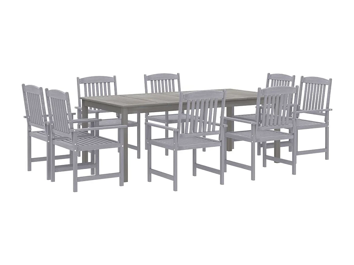 Max-Olivier  Juego de comedor para jardín 9 piezas madera maciza acacia gris