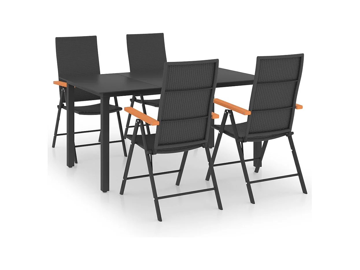 Volny  Ensemble à manger de jardin 5 pcs noir et marron