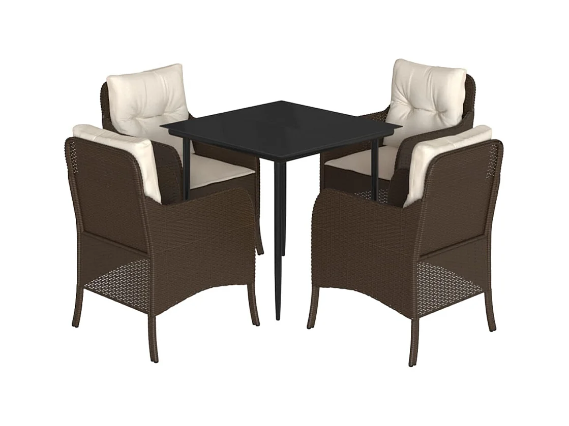 Rini  5-delige Tuinset met kussens poly rattan bruin