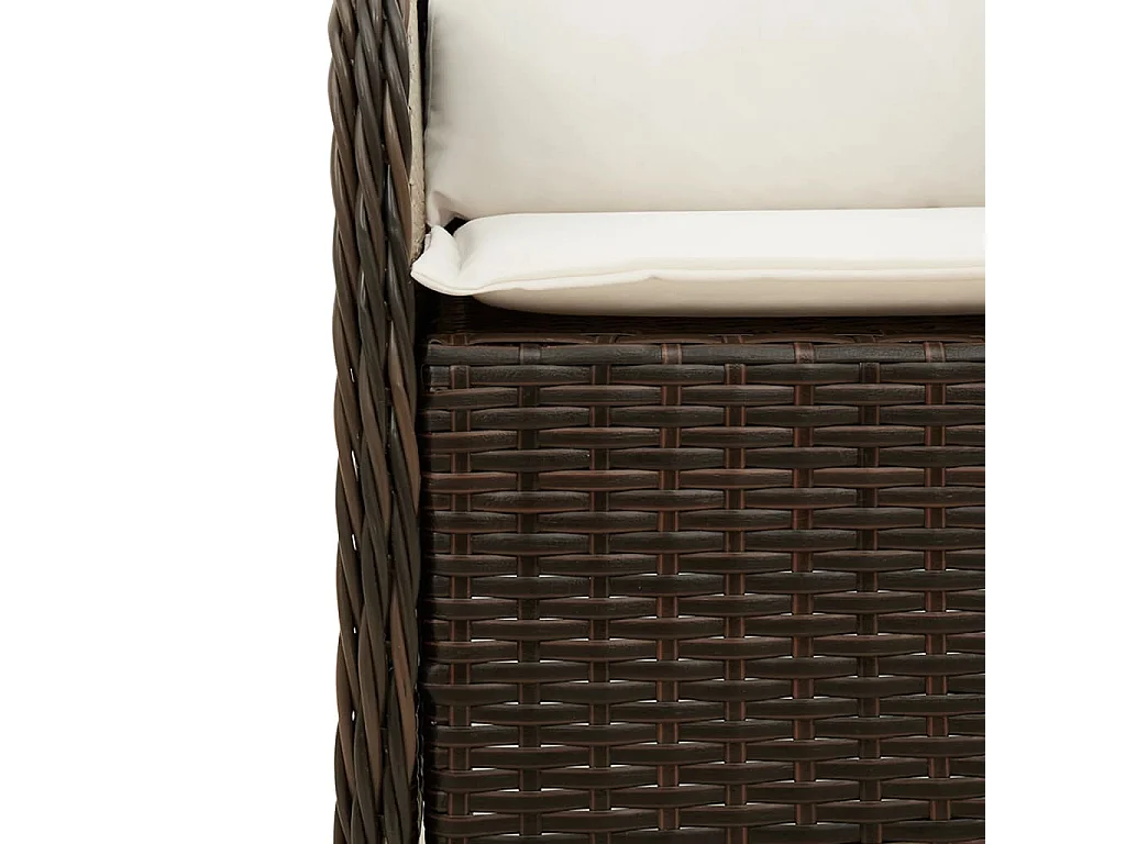 Rini  Ensemble à manger de jardin 5 pcs et coussins marron poly rotin