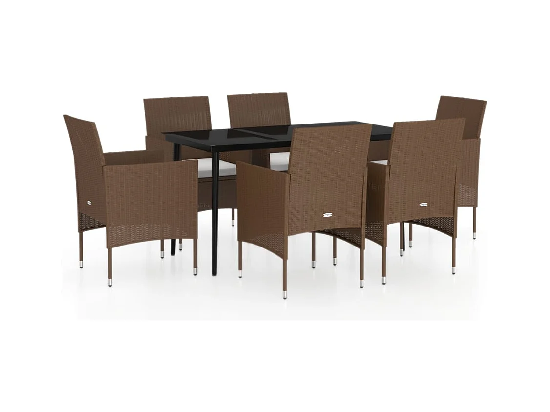 Cesarino  7-delige Tuinset met kussens bruin en zwart