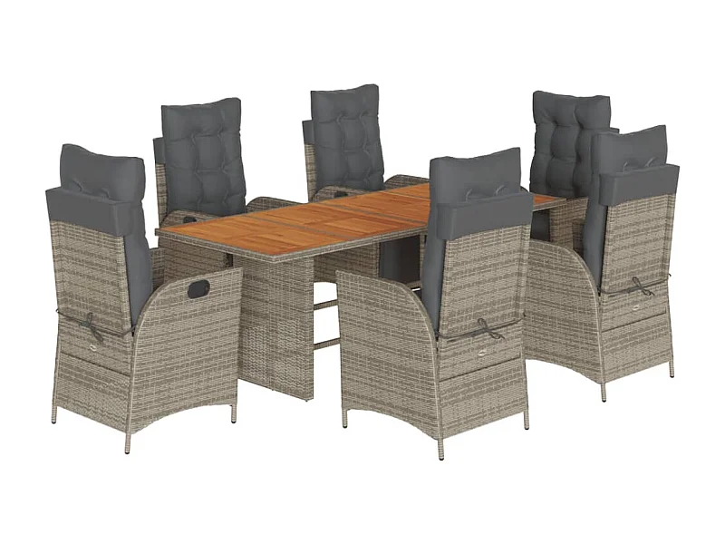Anselm  7-delige Tuinset met kussens poly rattan grijs