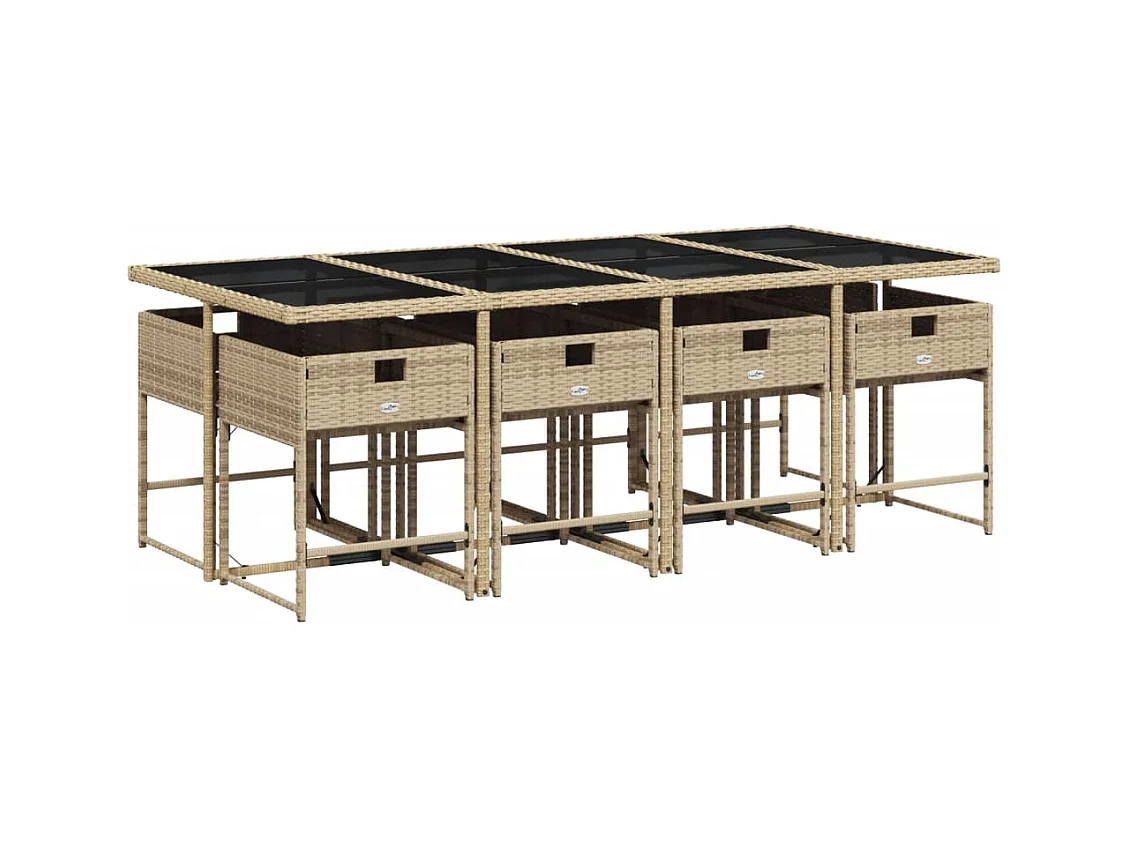 Sener  Ensemble à manger de jardin et coussins 9 pcs mélange beige