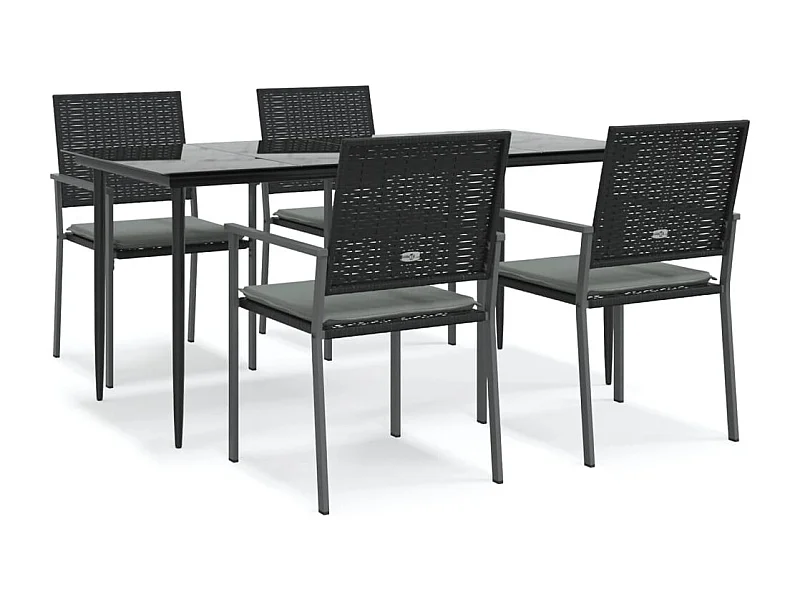 Croughevoe  Ensemble à manger de jardin 5 pcs coussins résine tressée acier