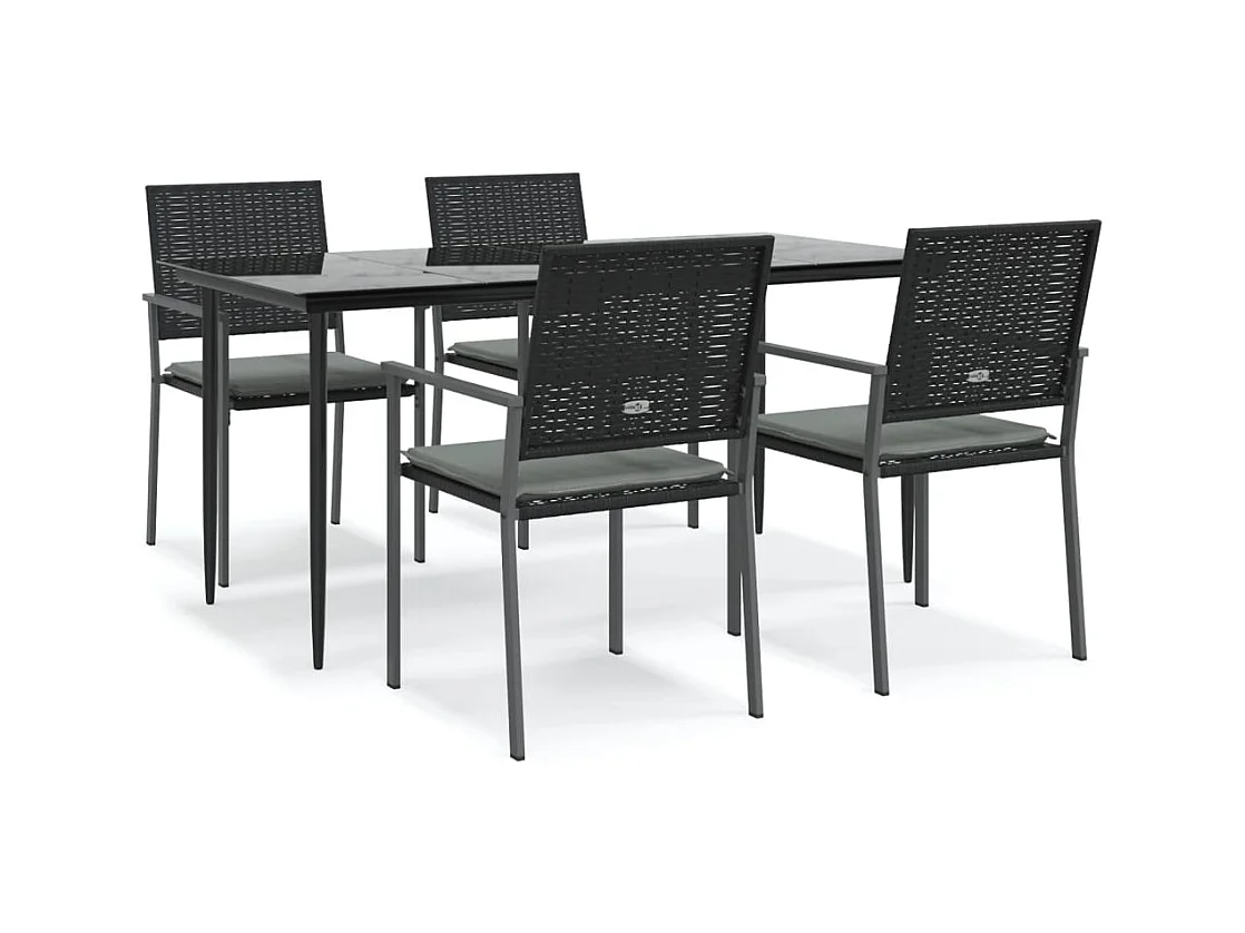 Croughevoe  Ensemble à manger de jardin 5 pcs coussins résine tressée acier