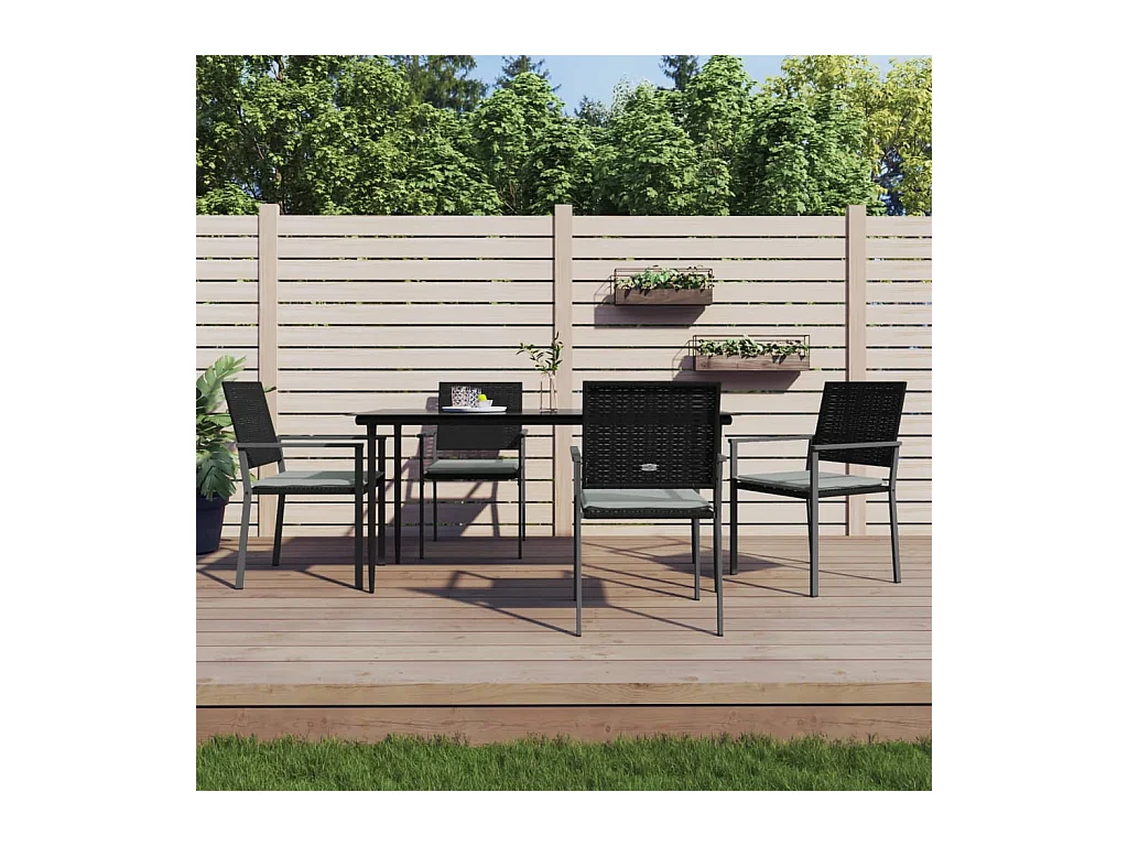 Croughevoe  Ensemble à manger de jardin 5 pcs coussins résine tressée acier