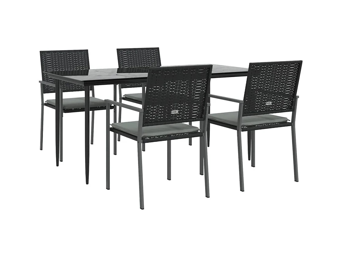 Croughevoe  Ensemble à manger de jardin 5 pcs coussins résine tressée acier