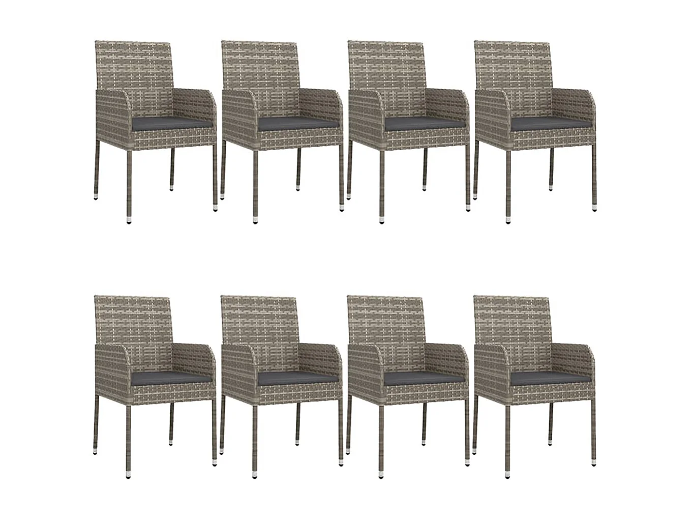 Santo Stefano di Camastra  9-delige Tuinset met kussens poly rattan zwart en grijs