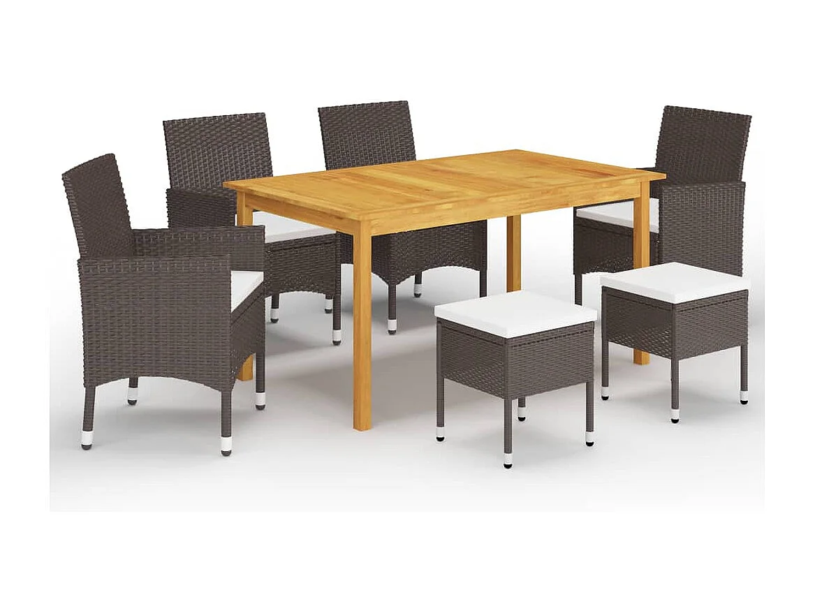 Nesira  Ensemble à manger de jardin 7 pcs Marron