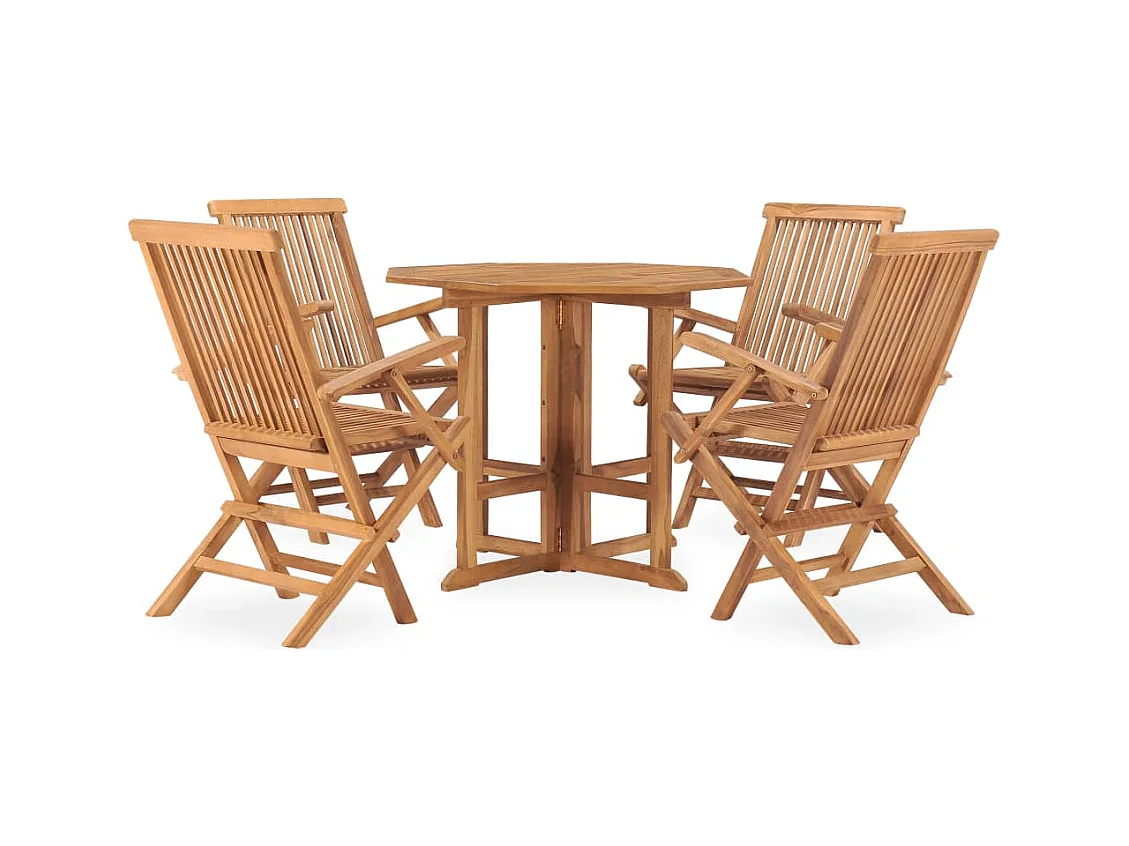 Glabbeek  5-delige Tuinset inklapbaar massief teakhout