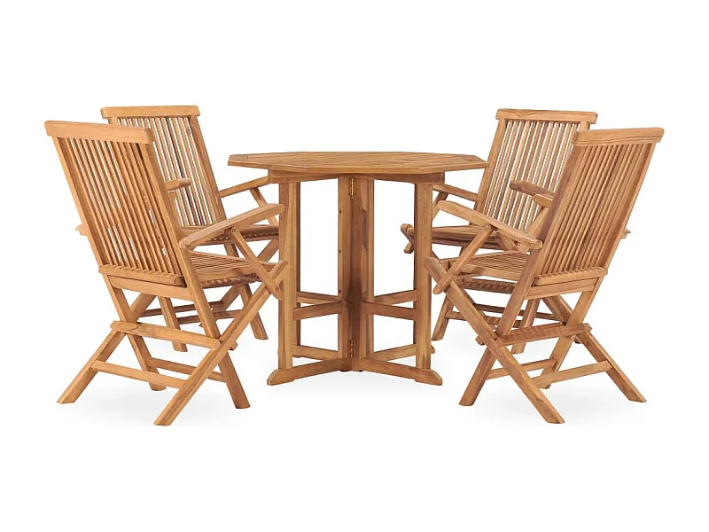 Glabbeek  Ensemble à manger d'extérieur pliable 5 pcs Bois solide de teck