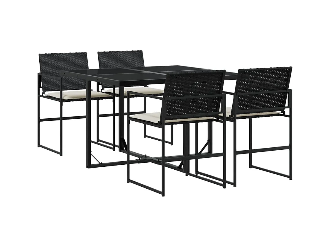 Antwerp  5-delige Tuinset met kussens poly rattan zwart