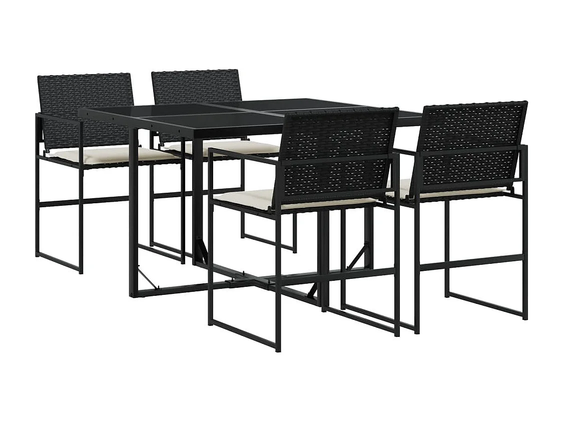 Antwerp  Ensemble à manger de jardin coussins 5pcs noir résine tressée