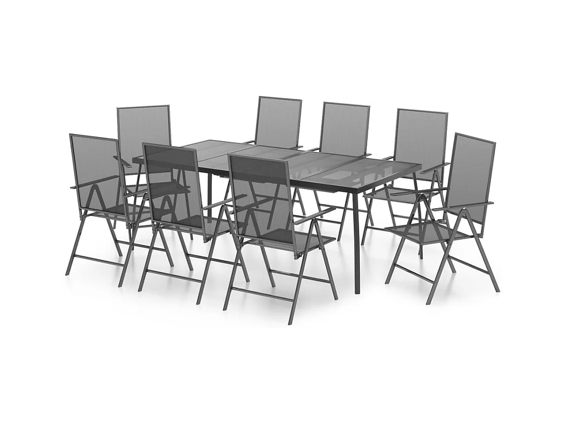 Terina  Juego de comedor de jardín 9 piezas acero gris antracita