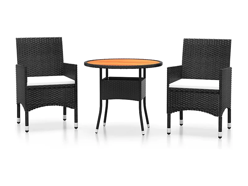 Ellira  Ensemble à manger de jardin 3 pcs Résine tressée Noir