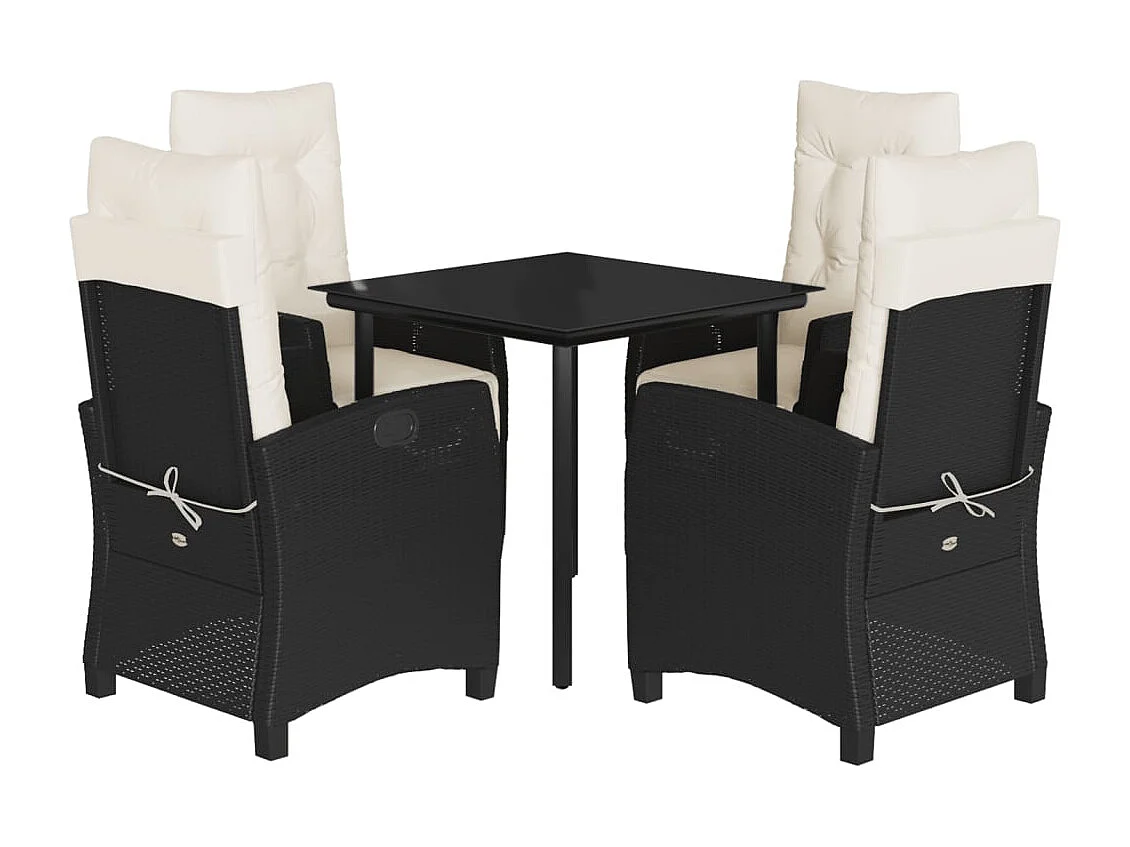 Prolenta Premium -  Ensemble à manger de jardin coussins 5pcs Noir Résine tressée