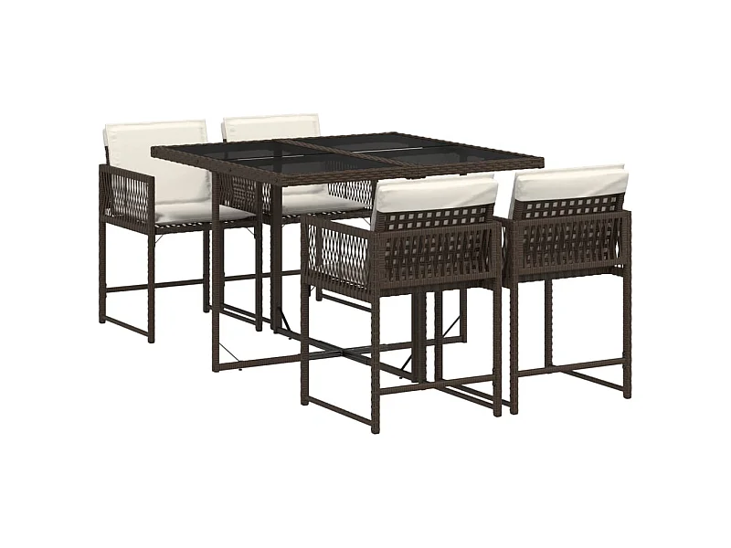 Sharif  5-delige Tuinset met kussens poly rattan bruin