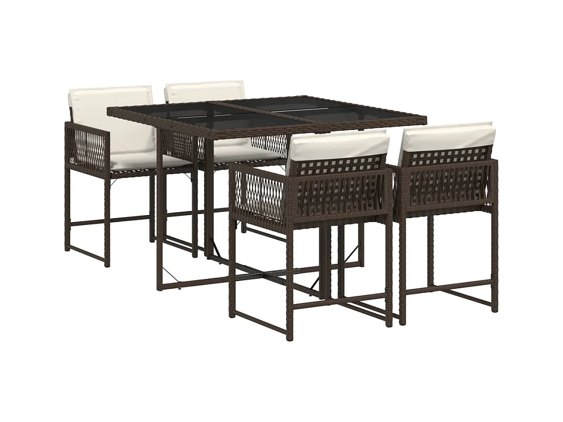 Sharif  5-delige Tuinset met kussens poly rattan bruin