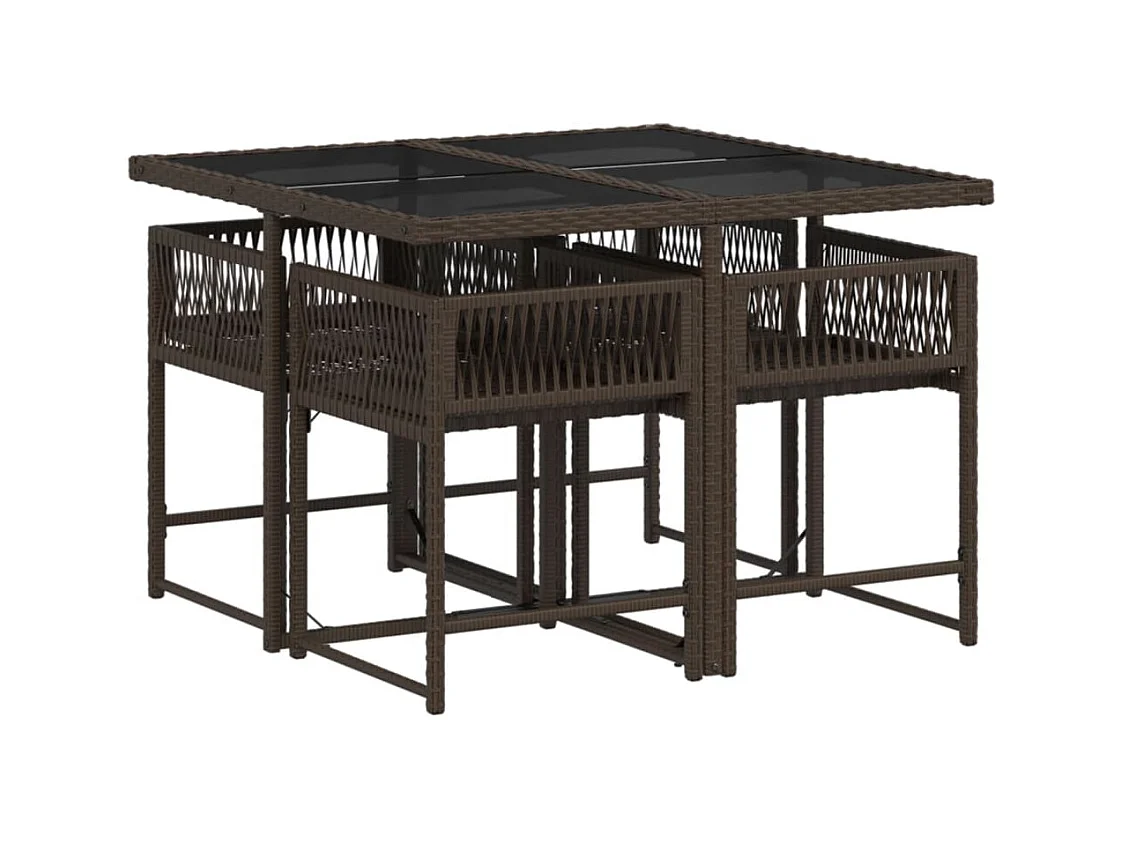 Sharif  5-delige Tuinset met kussens poly rattan bruin