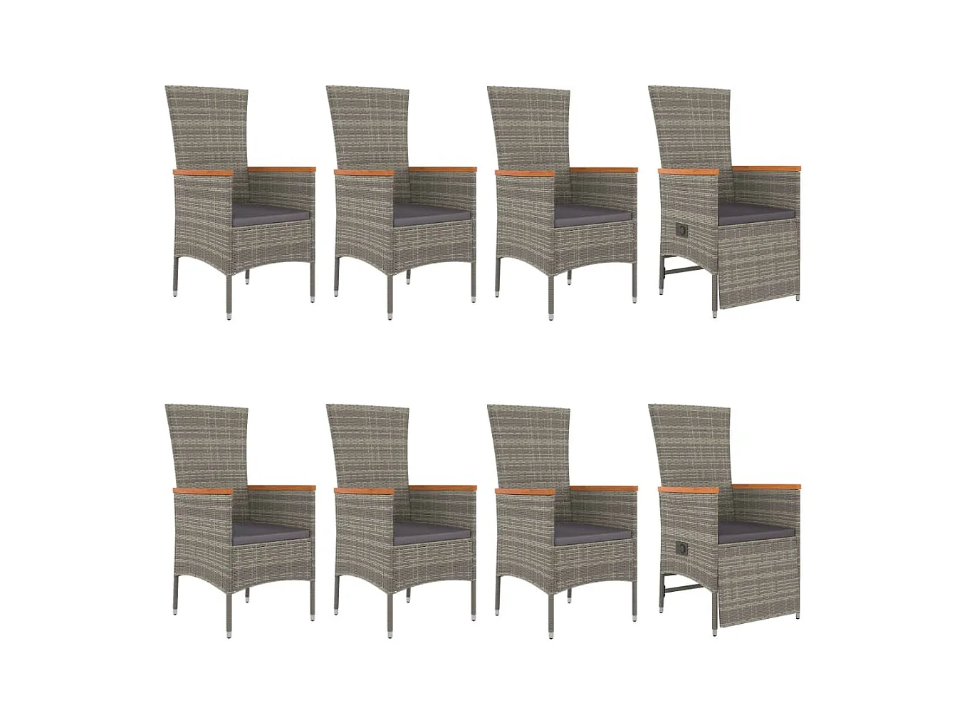 Cape May  Ensemble à manger de jardin 9 pcs avec coussins Gris