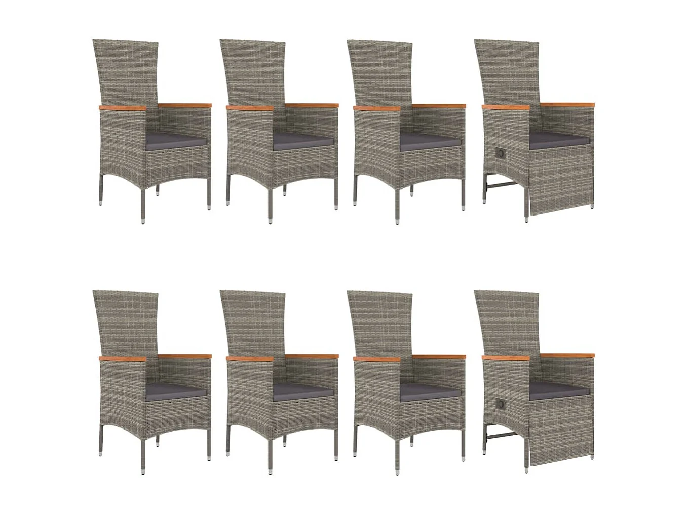 Cape May  Ensemble à manger de jardin 9 pcs avec coussins Gris