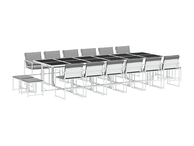 Blythe  Ensemble à manger de jardin avec coussins 17pcs blanc textilène