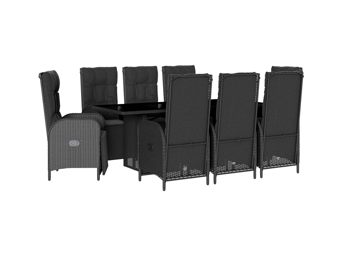 Coon Rapids  Ensemble à manger de jardin 9pcs coussins noir résine tressée