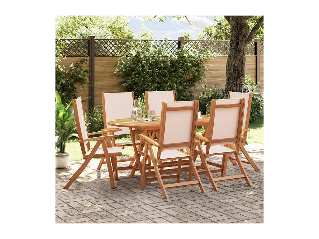 Fjorda  Ensemble à Manger de jardin 7pcs bois d'acacia solide textilène