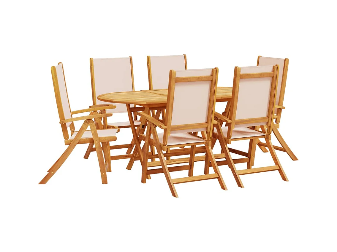 Fjorda  Juego comedor de jardín 7 pzas madera maciza acacia y textileno