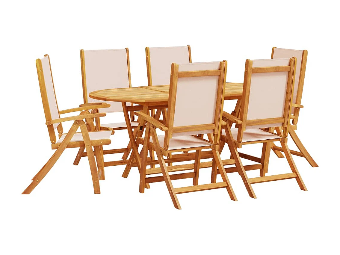 Fjorda  Ensemble à Manger de jardin 7pcs bois d'acacia solide textilène