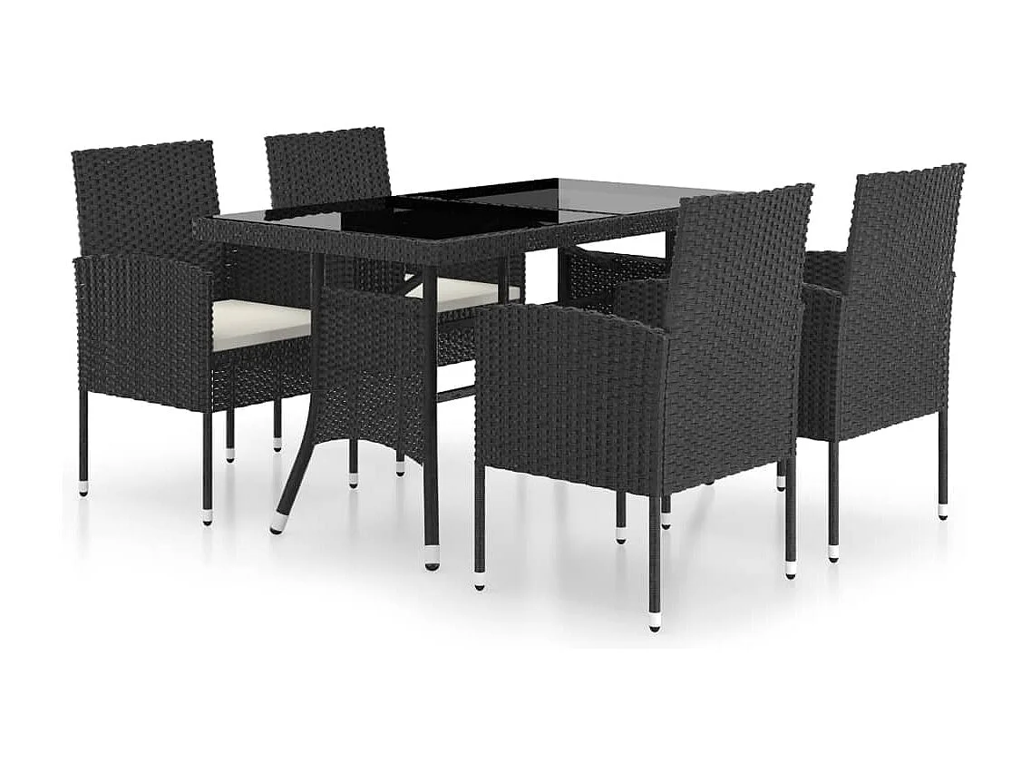 Prolenta Premium -  5-delige Tuinset poly rattan zwart