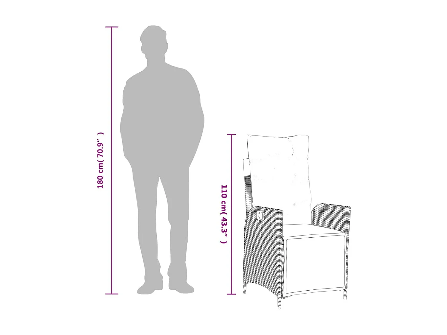 Chris David  Set de comedor de jardín 7 pzas y cojines ratán sintético negro