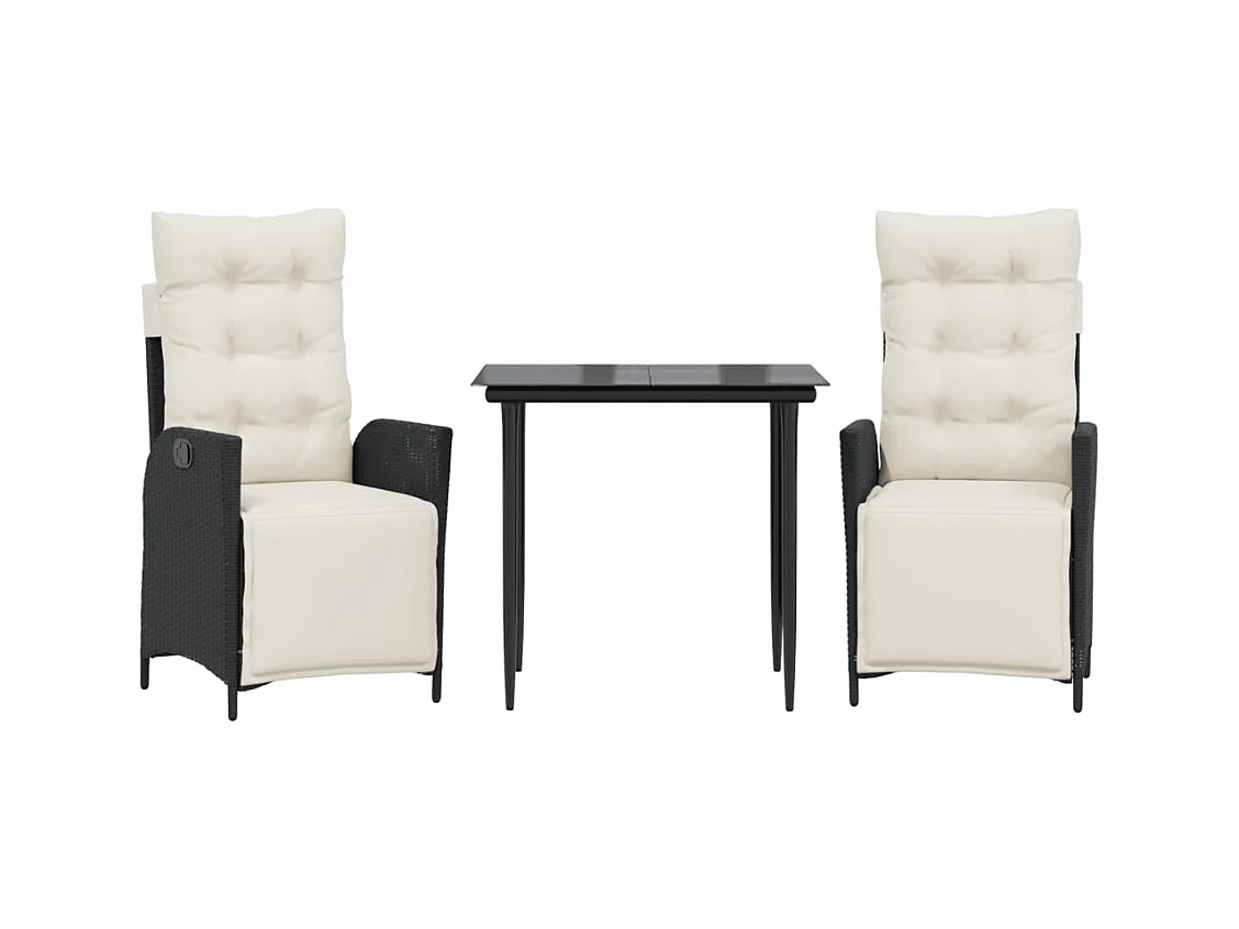 Greta  3-delige Tuinset met kussens poly rattan zwart