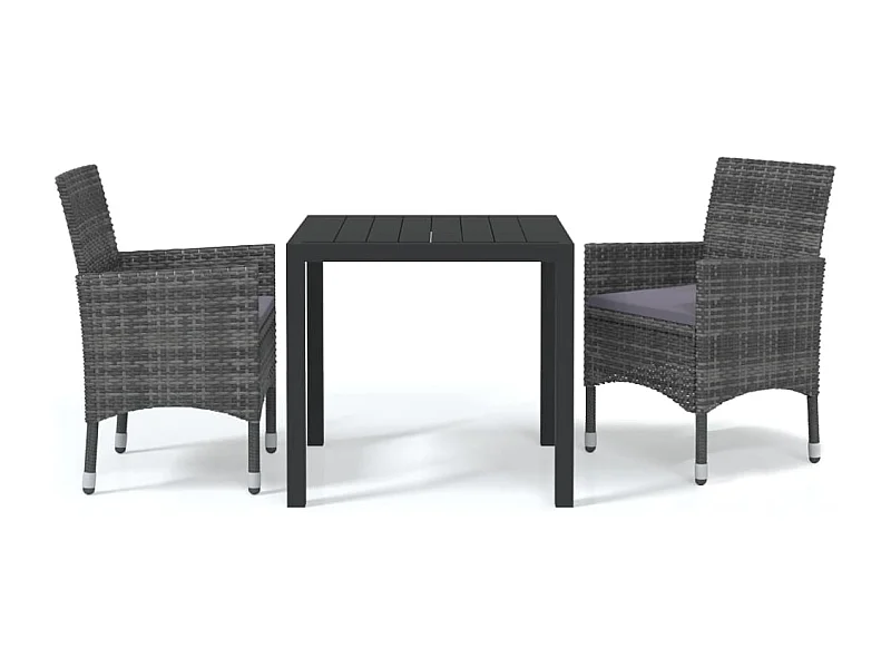 Kelly  3-delige Tuinset met kussens poly rattan grijs