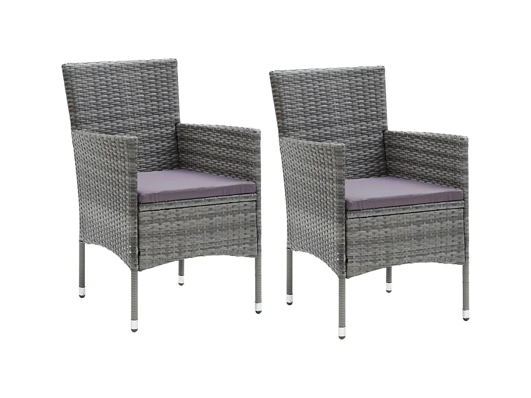 Kelly  Ensemble à manger de jardin coussins 3pcs Résine tressée Gris