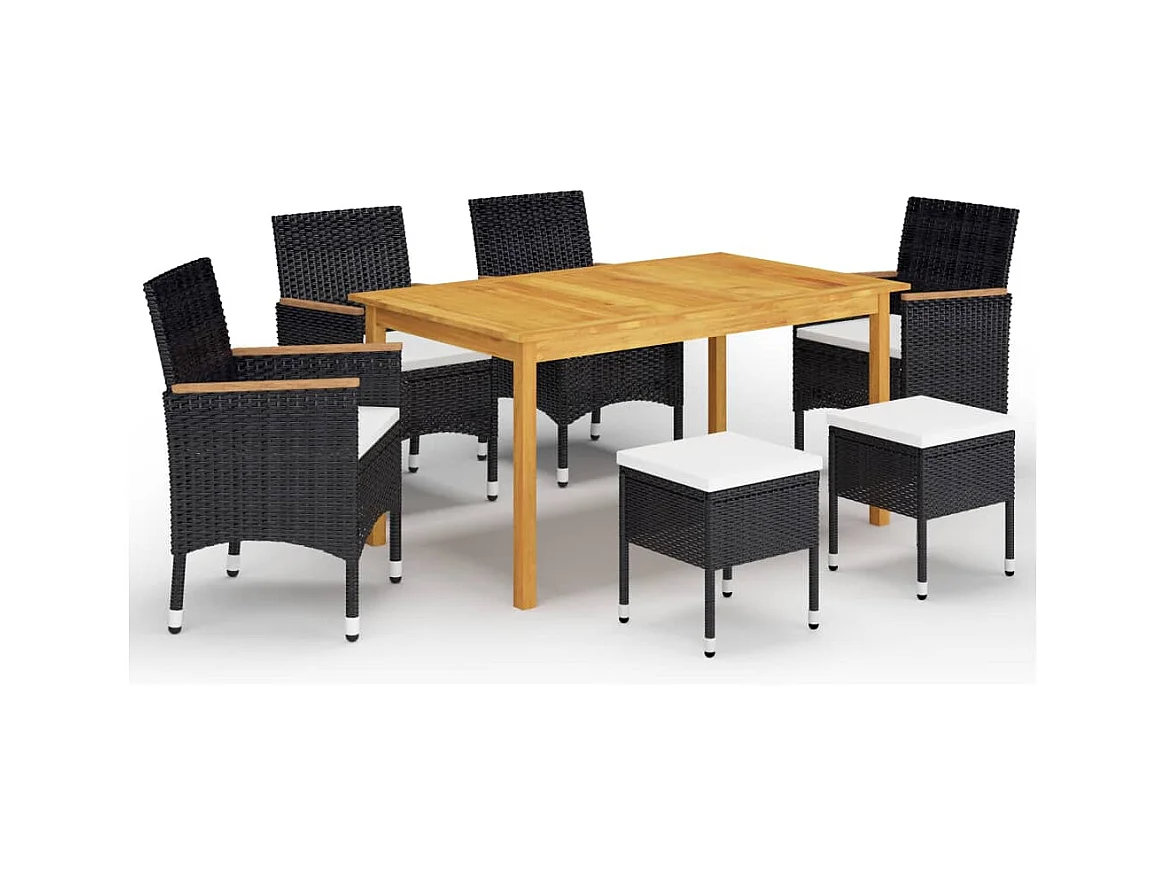 Nesira  Juego de comedor de jardín de 7 piezas negro