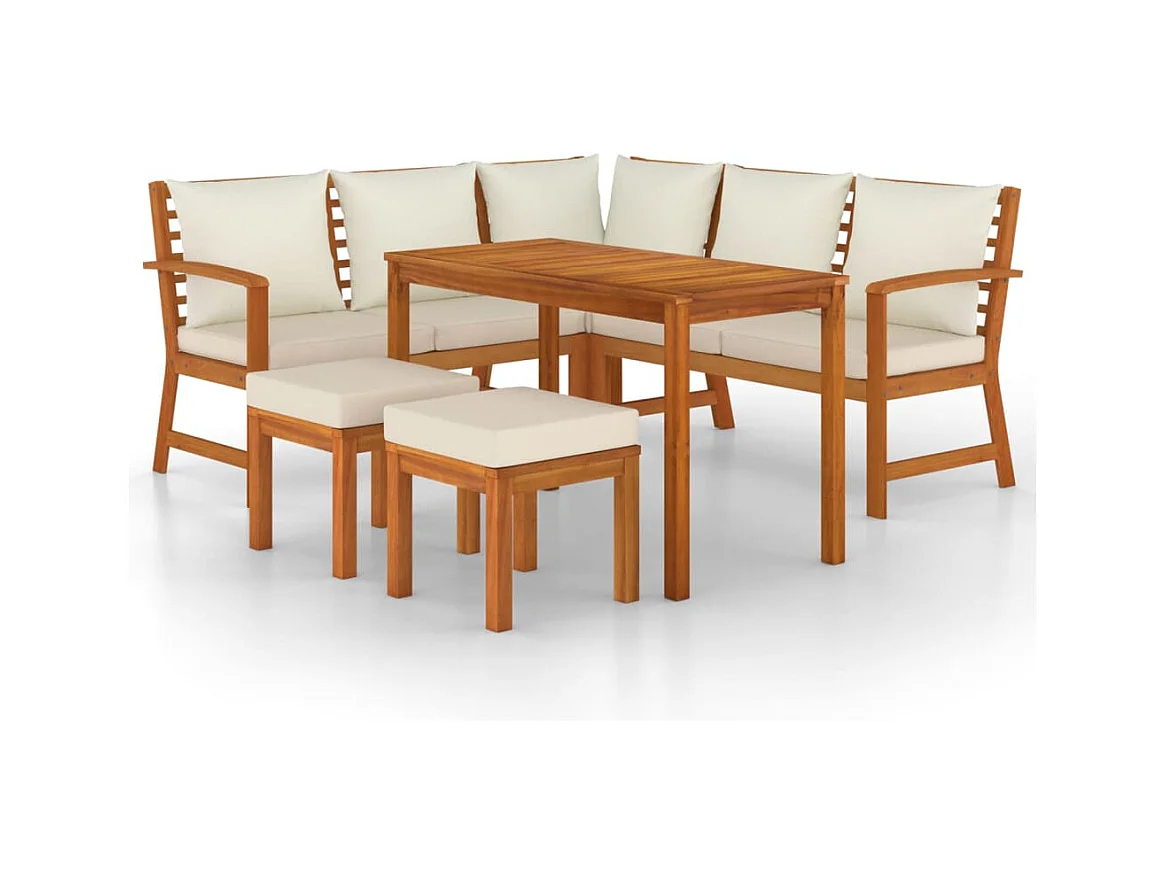 Talence  Ensemble à manger de jardin 6 pcs avec coussins Bois d'acacia