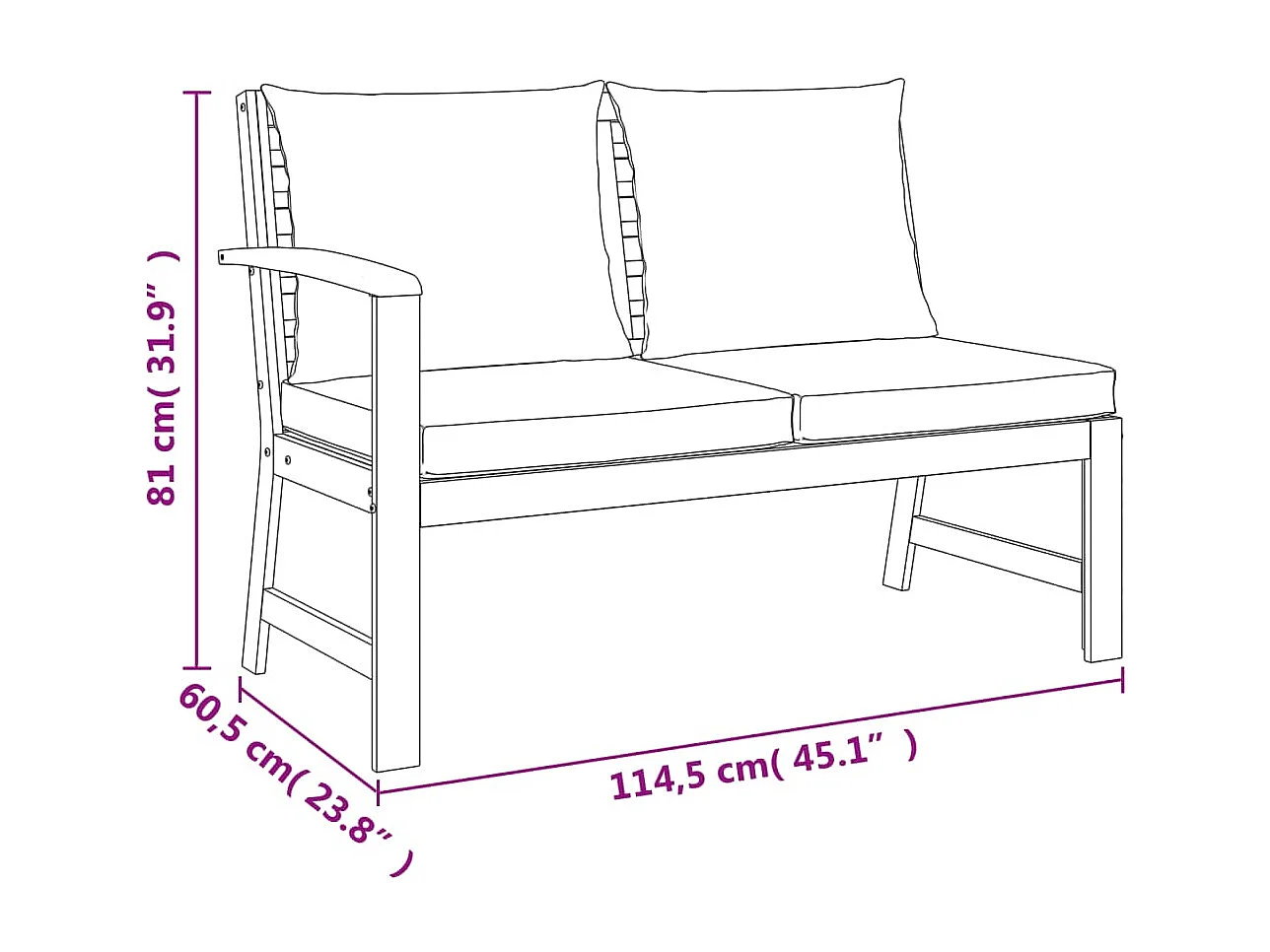 Talence  Ensemble à manger de jardin 6 pcs avec coussins Bois d'acacia