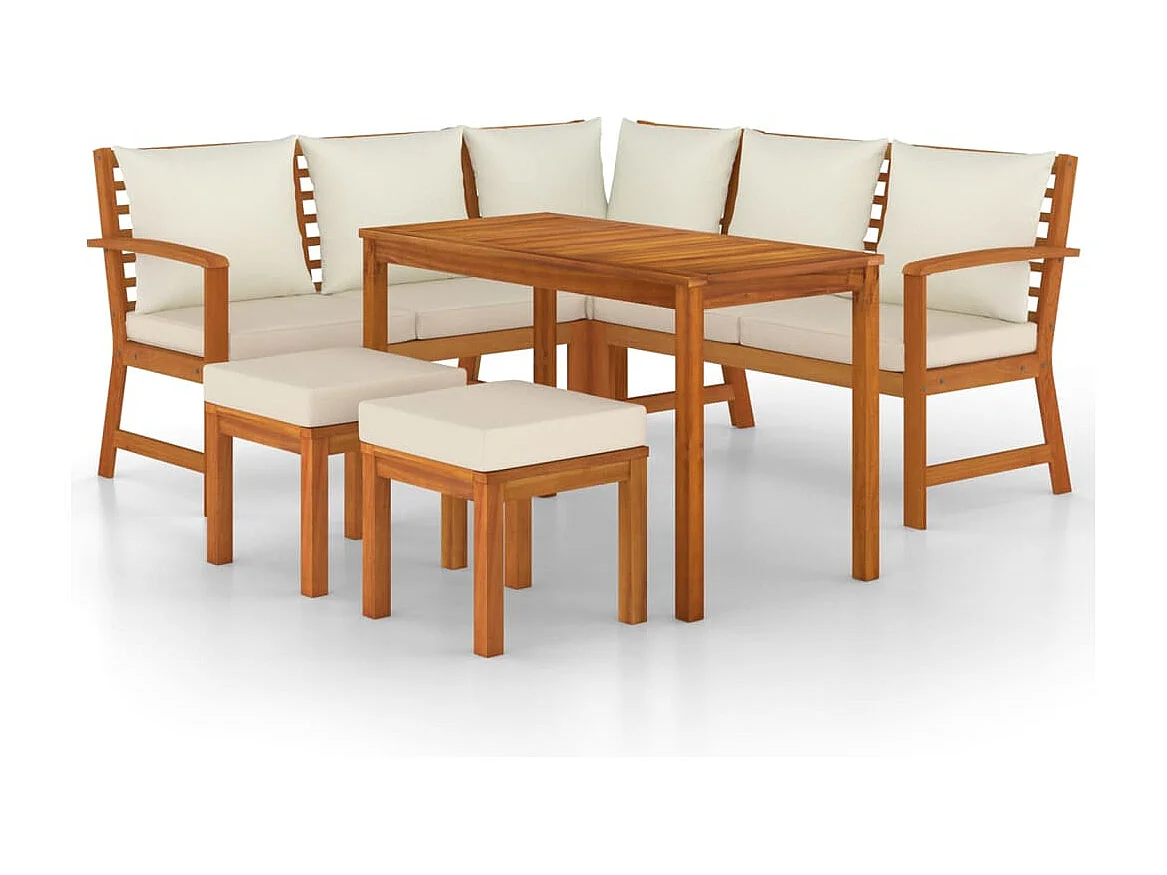 Talence  Ensemble à manger de jardin 6 pcs avec coussins Bois d'acacia